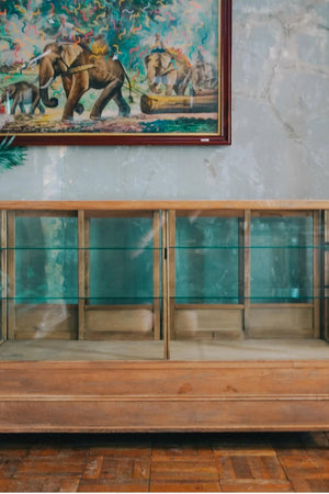 オーク材のカウンターショーケース