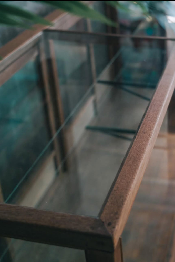 オーク材のカウンターショーケース