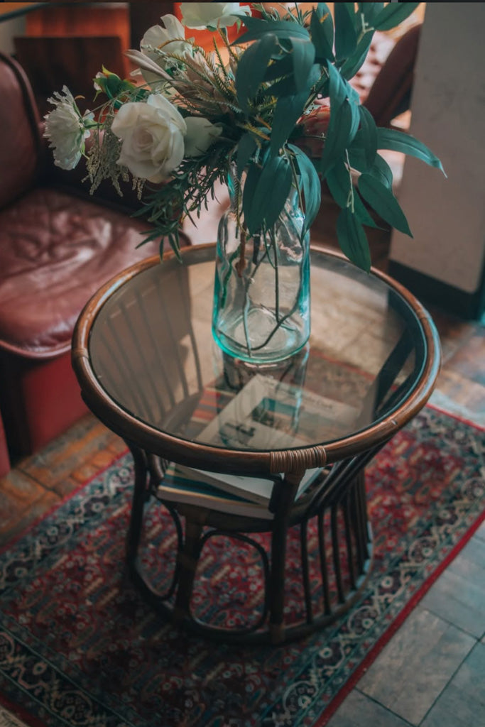 ラタンガラスサイドテーブル