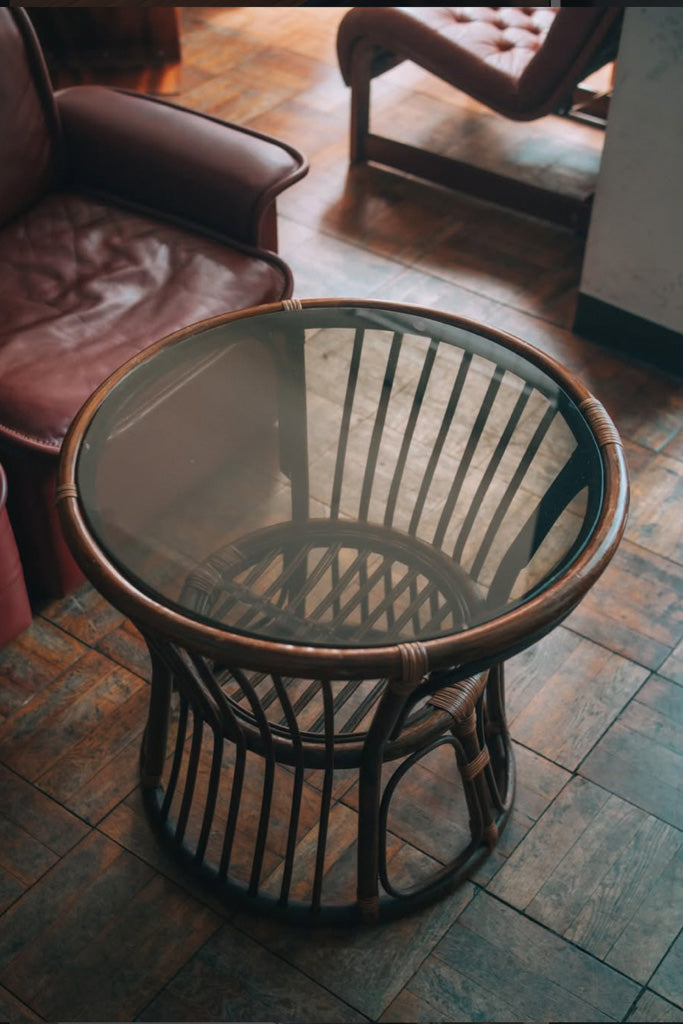 ラタンガラスサイドテーブル