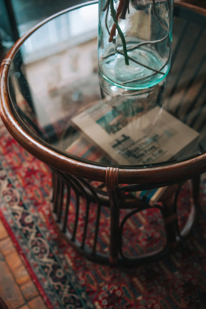 ラタンガラスサイドテーブル