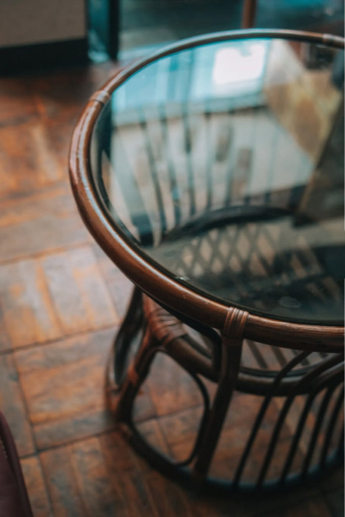 ラタンガラスサイドテーブル