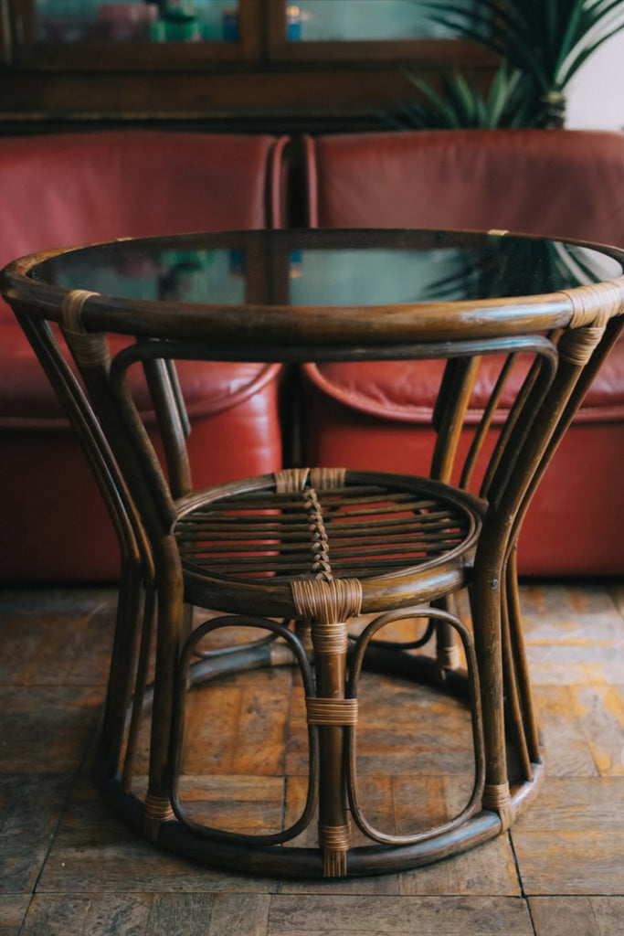 ラタンガラスサイドテーブル