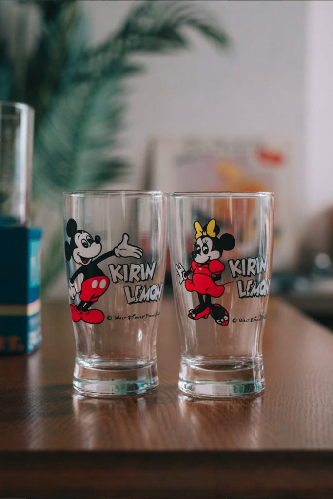 80's ノベルティグラス(キリンレモン ミッキー＆ミニーペアグラス)