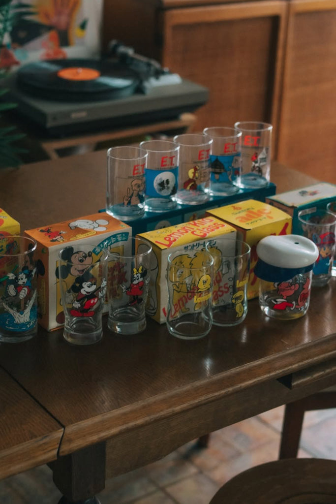 80's ノベルティグラス(キリンレモン ミッキー＆ミニーペアグラス)
