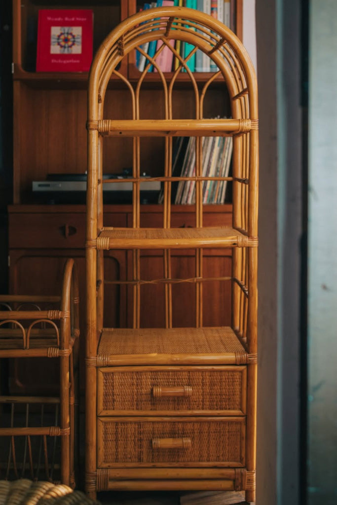 ラタン引き出し付きラック