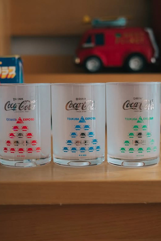 80'sノベルティグラス(コカコーラ つくば科学万博グラス3本セット)