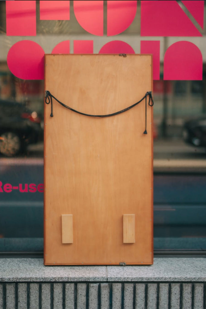 チーク材壁掛け鏡