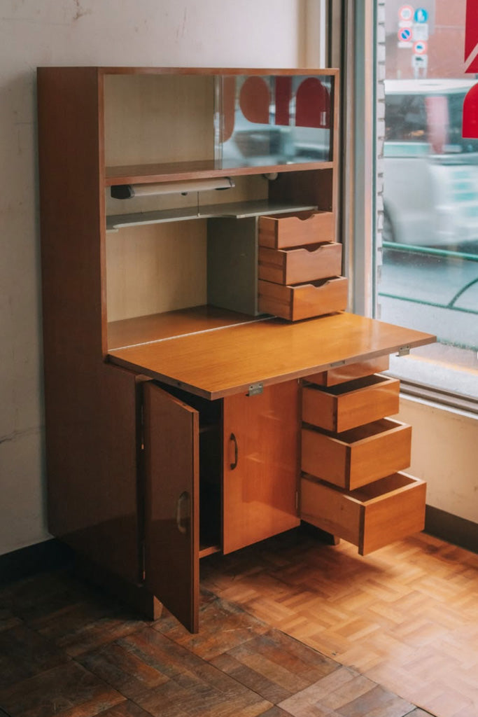 チーク材ライティングビューロー