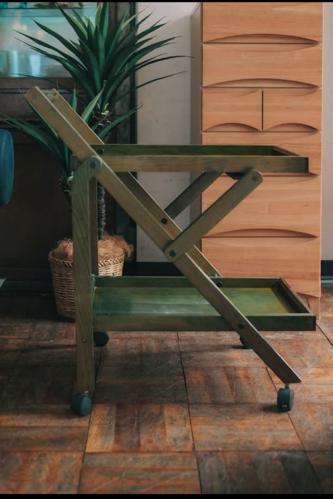 折り畳み木製ワゴン