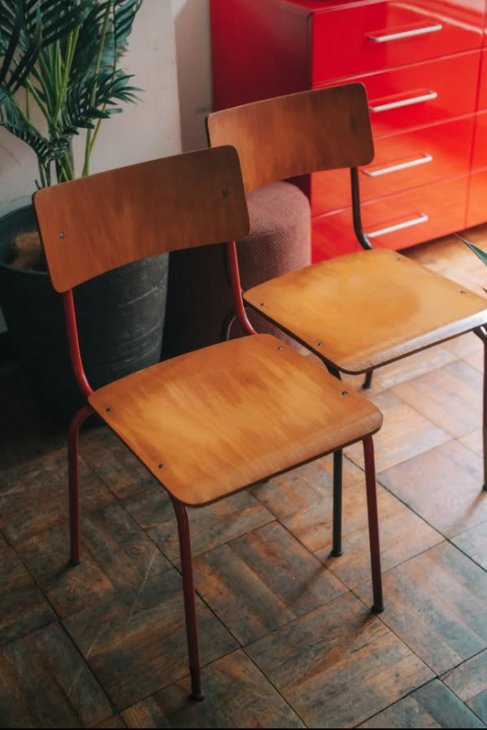 フランス製スクールチェア(赤)